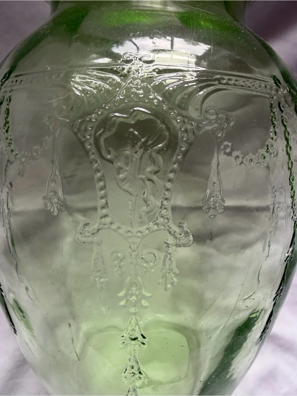 Uranium Depression Glass Vase 7 3/4